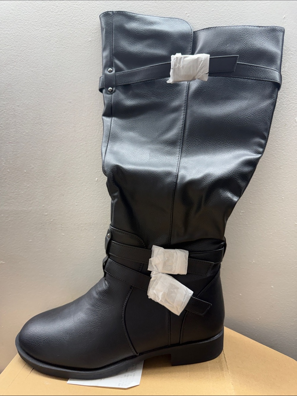 Journee Collection WC BITE Black Over-the-Knee Strap Boots Women Size 10